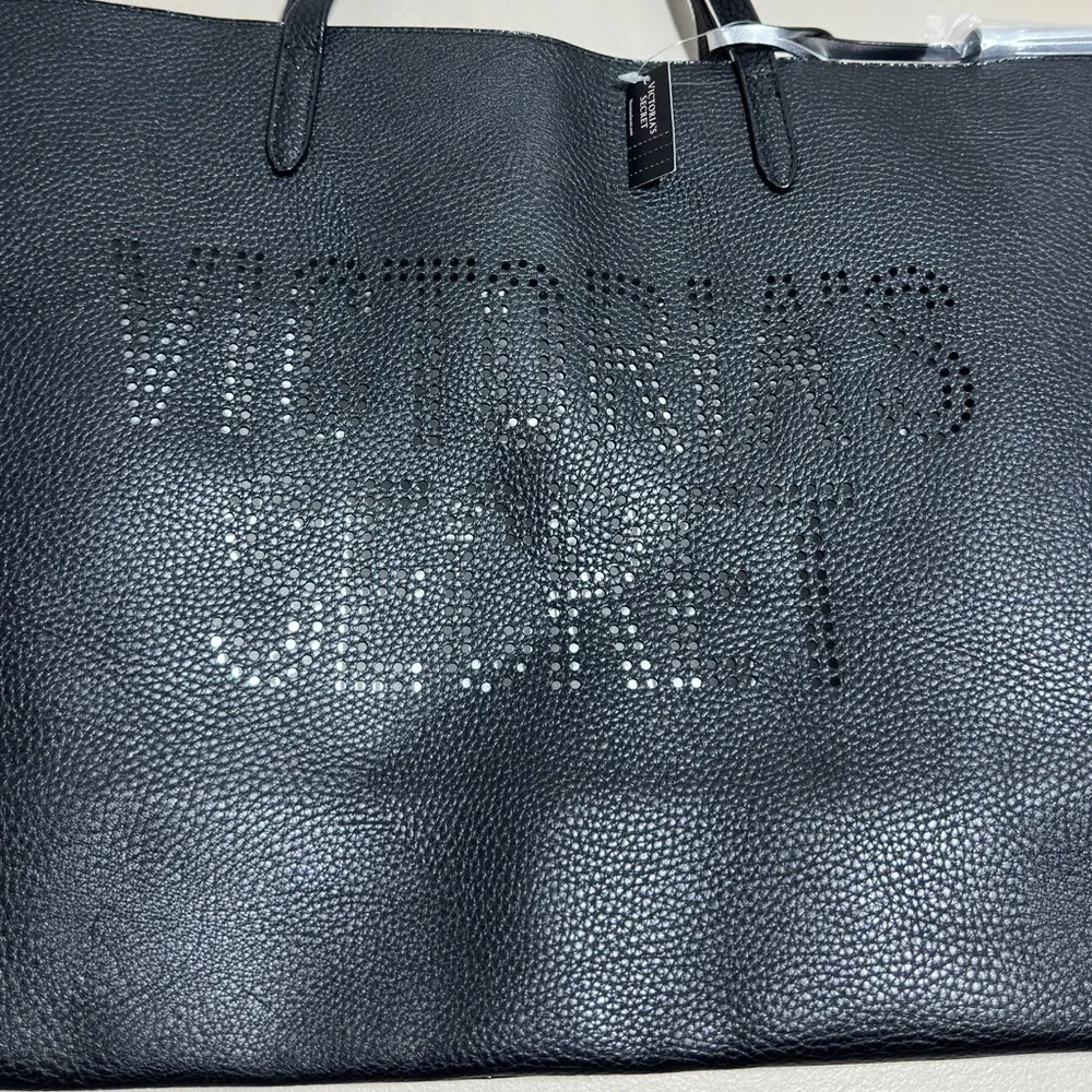 Victoria's Secret || Limited Edition Laser Cut Tote Black with Silver Tassel